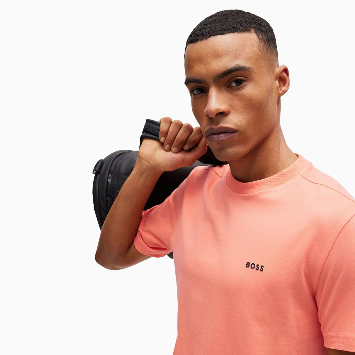 Men's Stretch Cotton Regular Fit T-Shirt With Contrast Logo