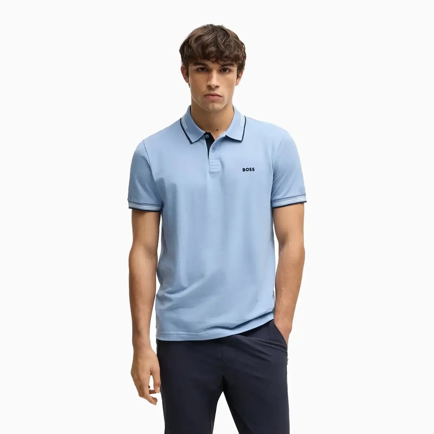 Men's Stretch Cotton Slim Fit Polo Shirt with Branding