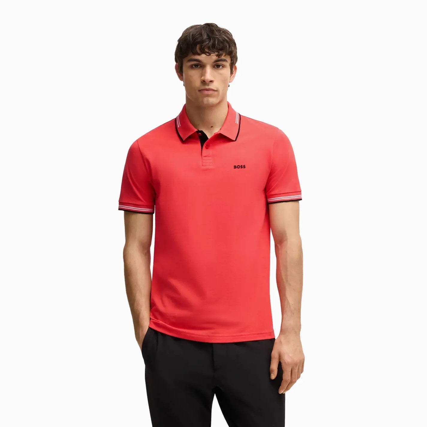 Men's Stretch Cotton Slim Fit Polo Shirt with Branding
