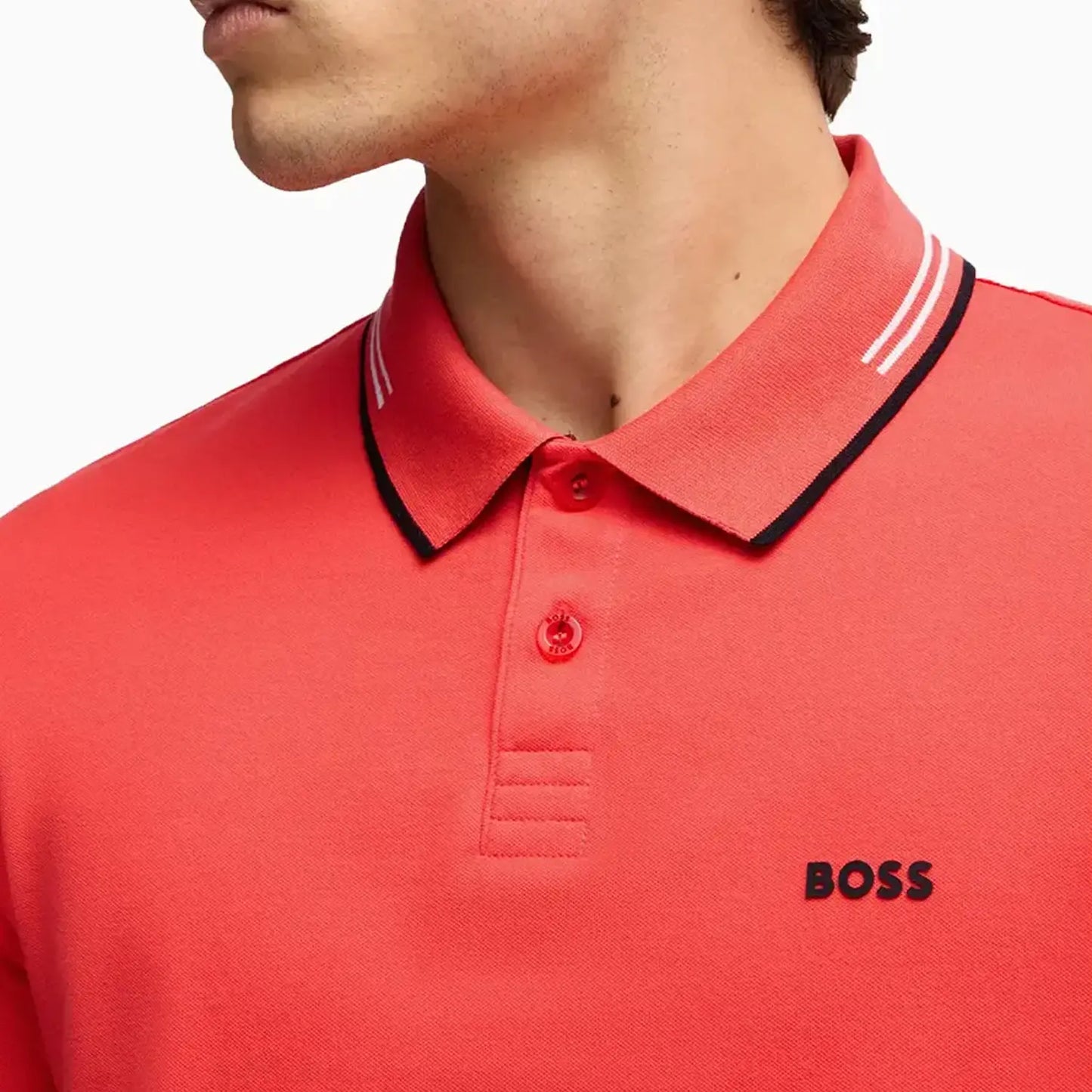 Men's Stretch Cotton Slim Fit Polo Shirt with Branding