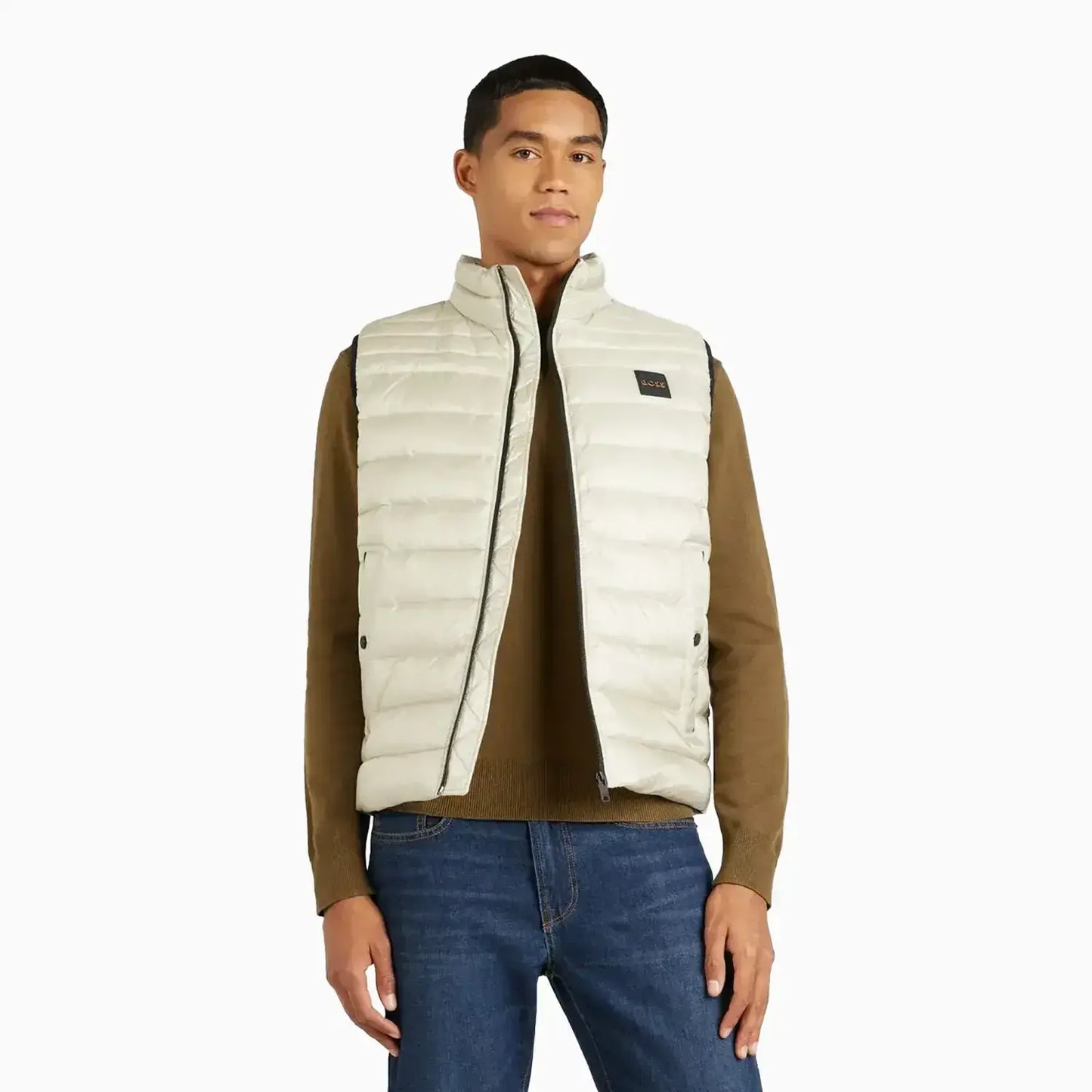 Men's Water Repellent Slim Fit Gilet Vest With Logo Patch