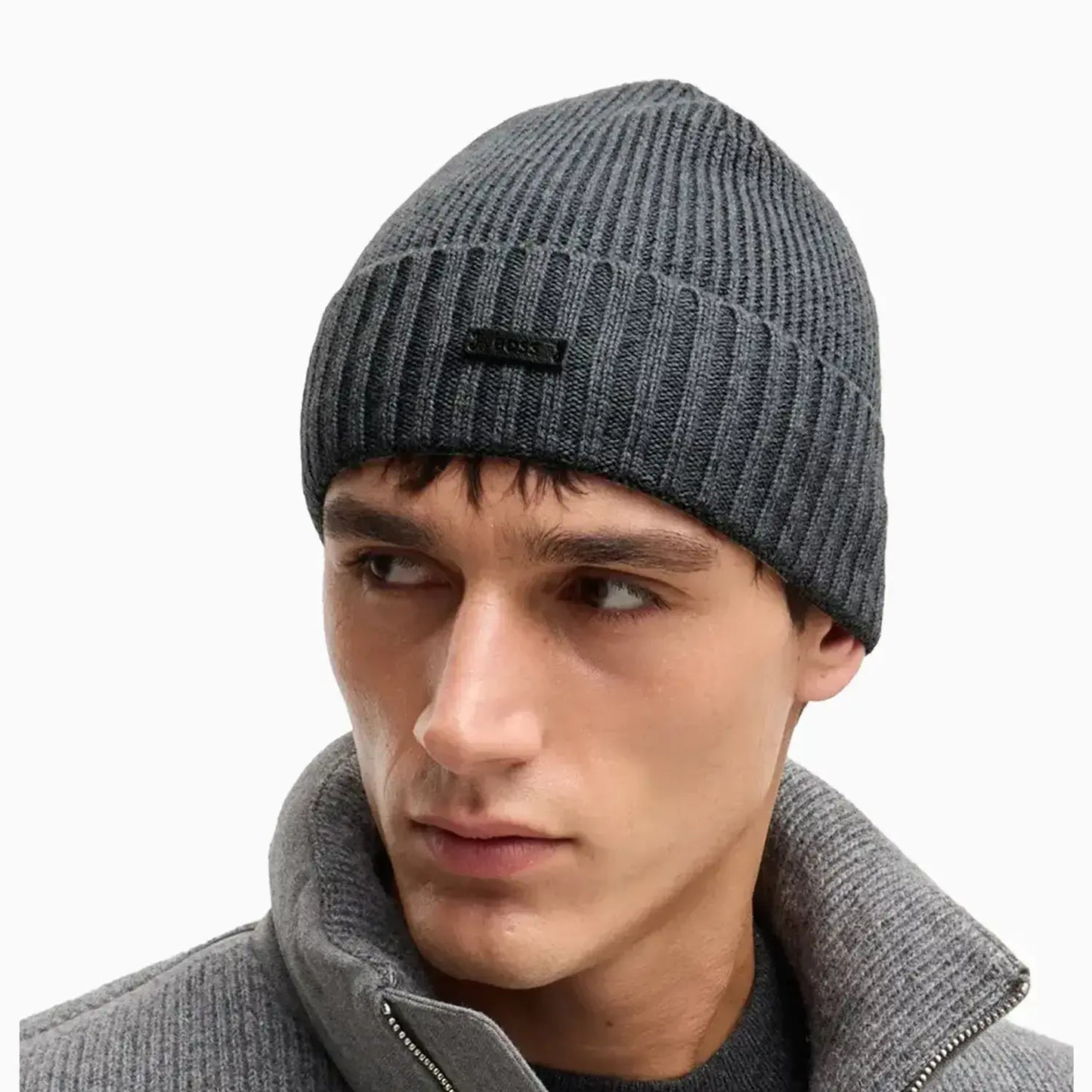 Ribbed Beanie Hat In Virgin Wool