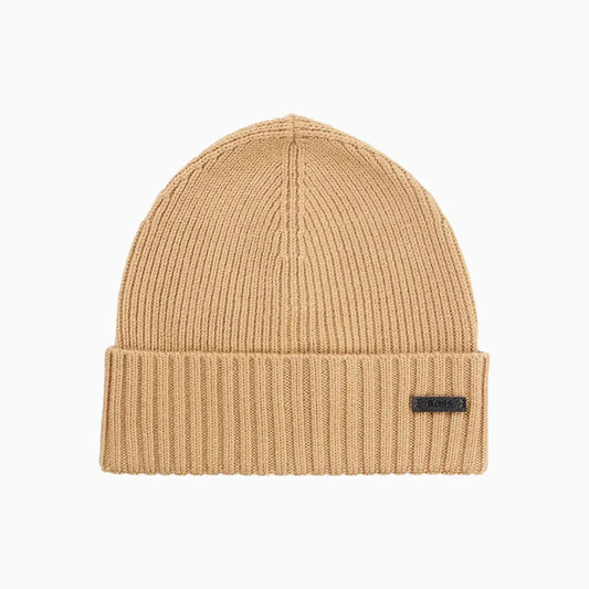 Ribbed Beanie Hat In Virgin Wool