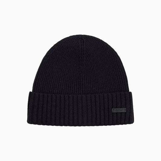 Ribbed Beanie Hat In Virgin Wool