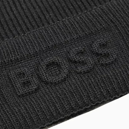 Wool Blend Beanie Hat With Puffy Logo