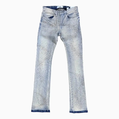Men's Liquid Crystals Small & Big Crystals Stacked Denim Pant