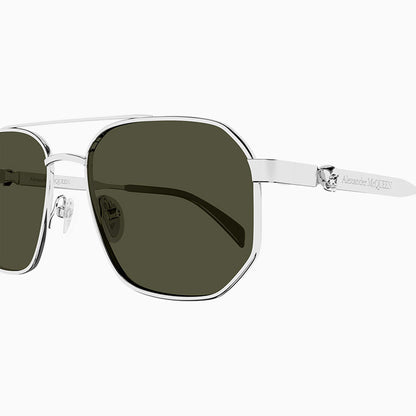 Men's Alexander McQueen Silver Green Sunglasses