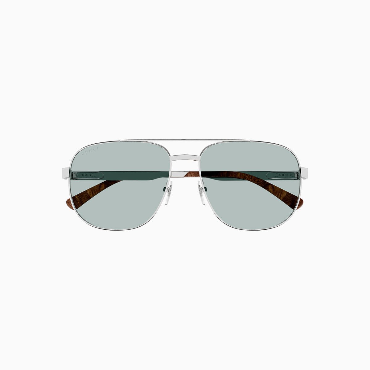 Men's Gucci Logo Silver Green Sunglasses