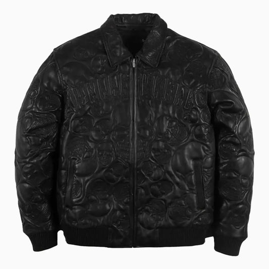 Men's Skull Quilt Leather Jacket
