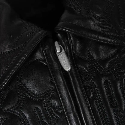 Men's Skull Quilt Leather Jacket