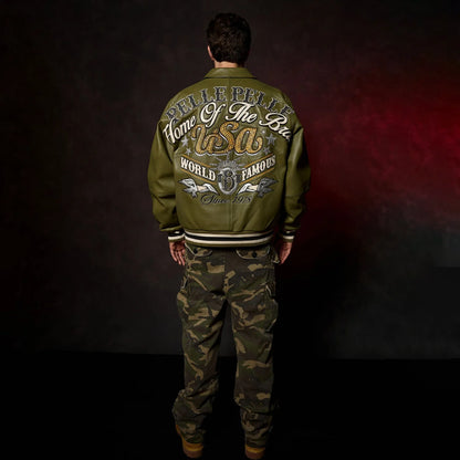 Men's Stars And Stripes Leather Jacket