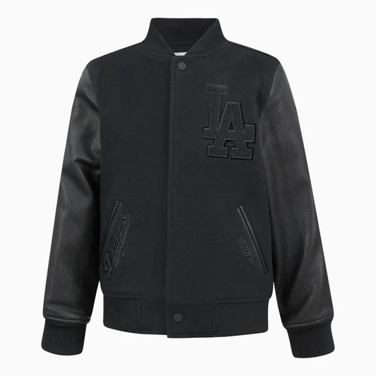 Kid's Los Angeles Dodgers MLB Triple Black Wool Varsity Jacket