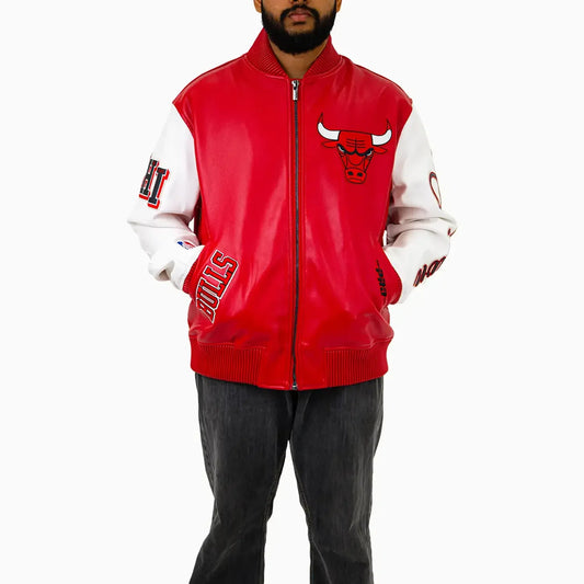 Men's NBA Chicago Bulls City Signatures Leather Varsity Jacket