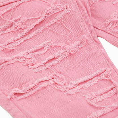 Women's Heavy Twill Dist Stacked Frayed Denim Pant