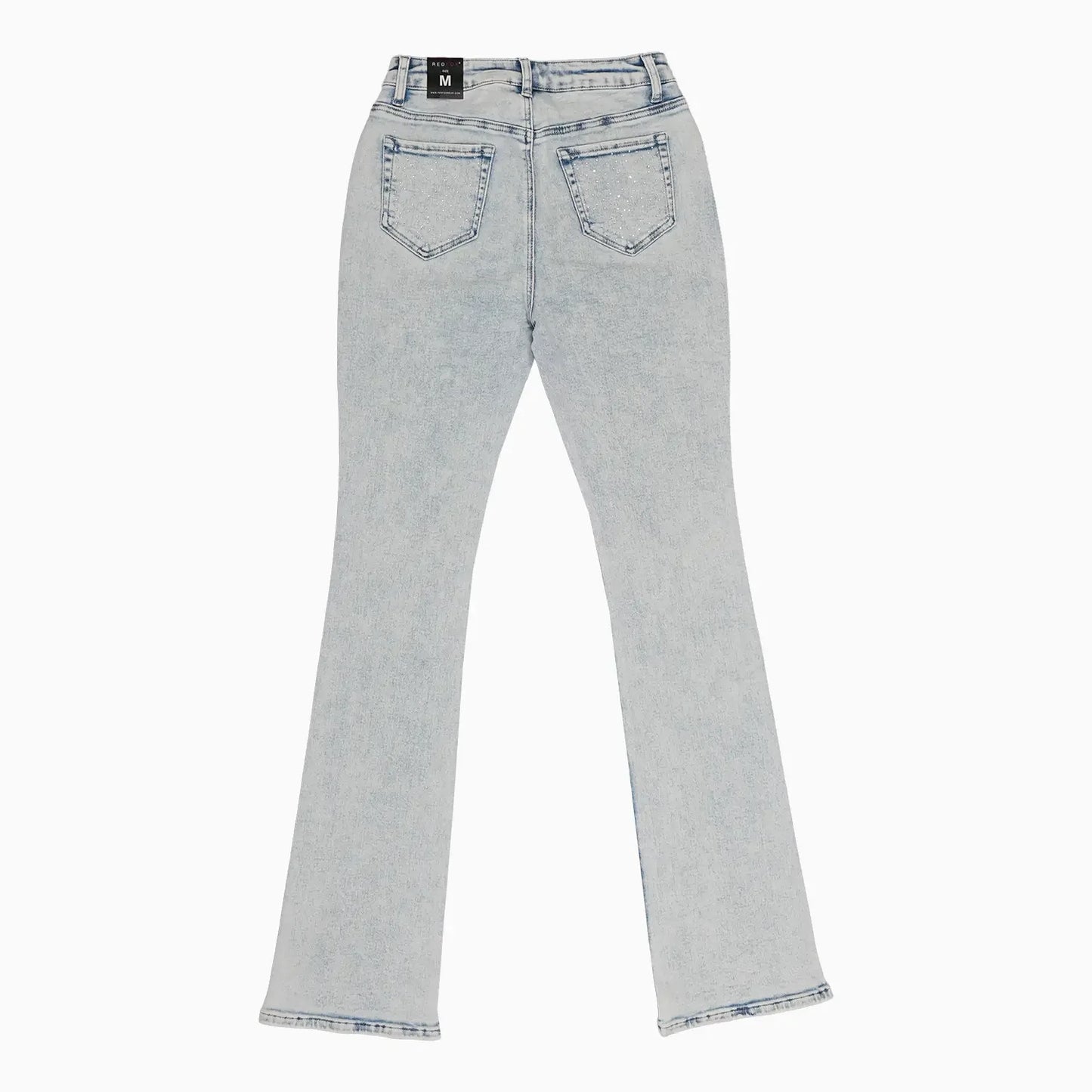 Women's Rhinestone Stacked Coated Jean Pant