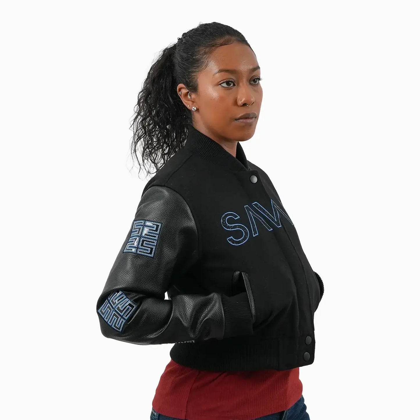 Women's Reflective Wool Varsity Jacket