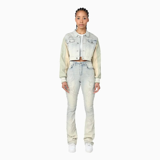Women's Cropped Rhinestone Jean Outfit
