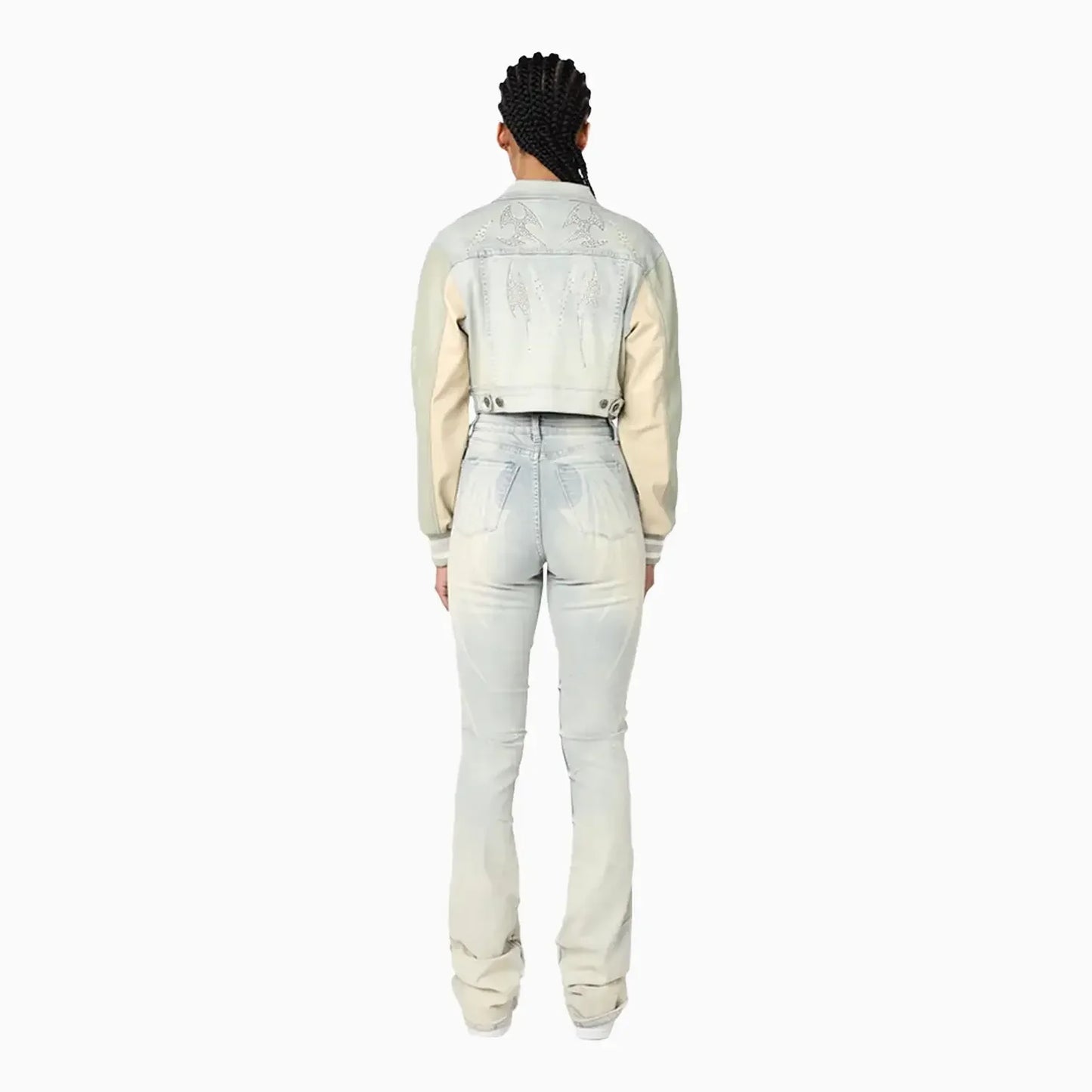 Women's Cropped Rhinestone Jean Outfit