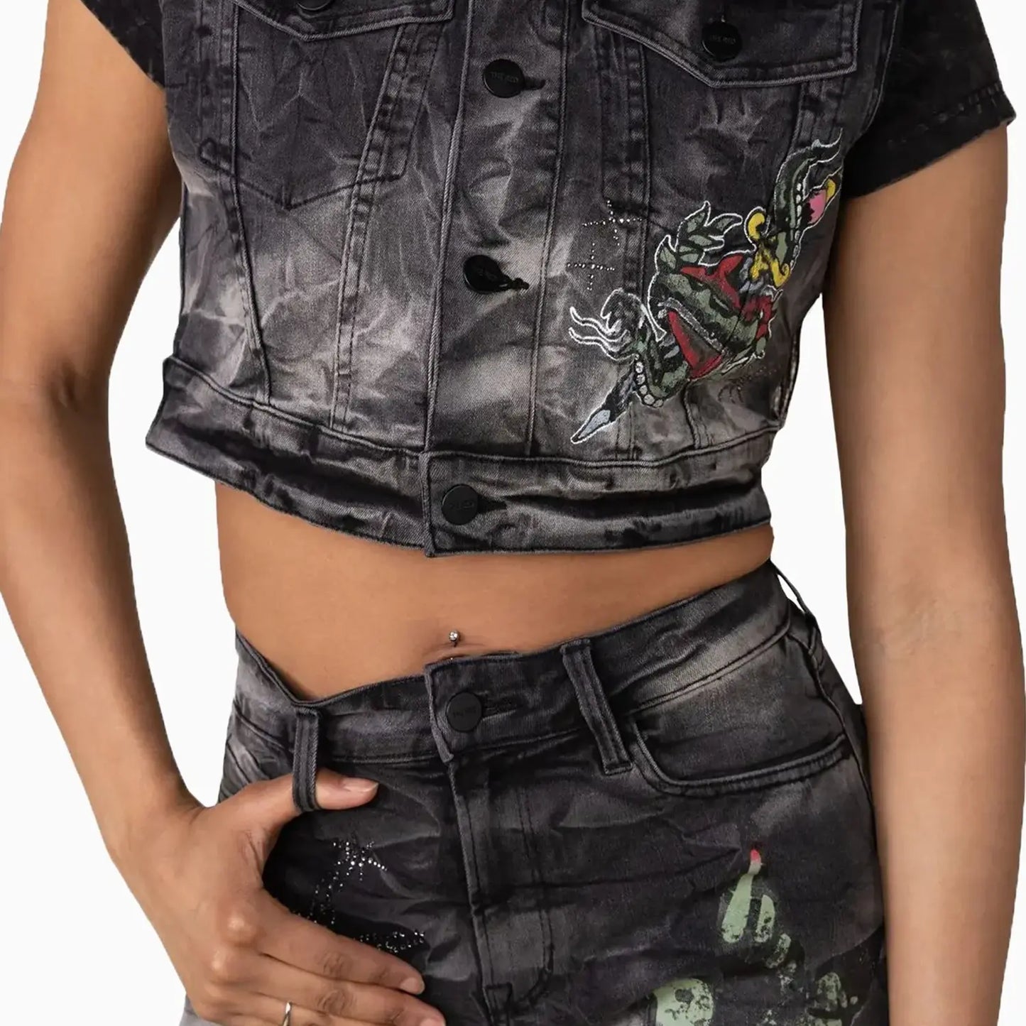 Women's Graphic Trucker Denim Outfit