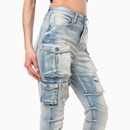 Women's High Rise Cargo Stack Jean Pant