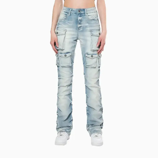 Women's High Rise Cargo Stack Jean Pant