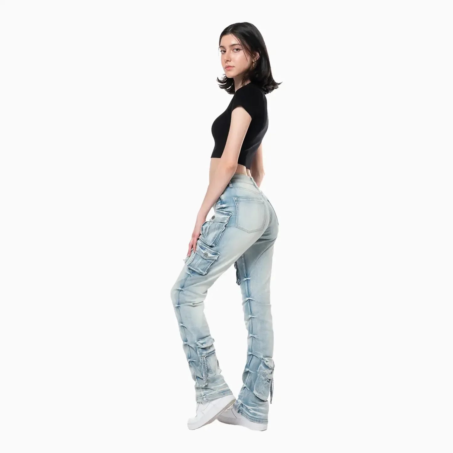 Women's High Rise Cargo Stack Jean Pant