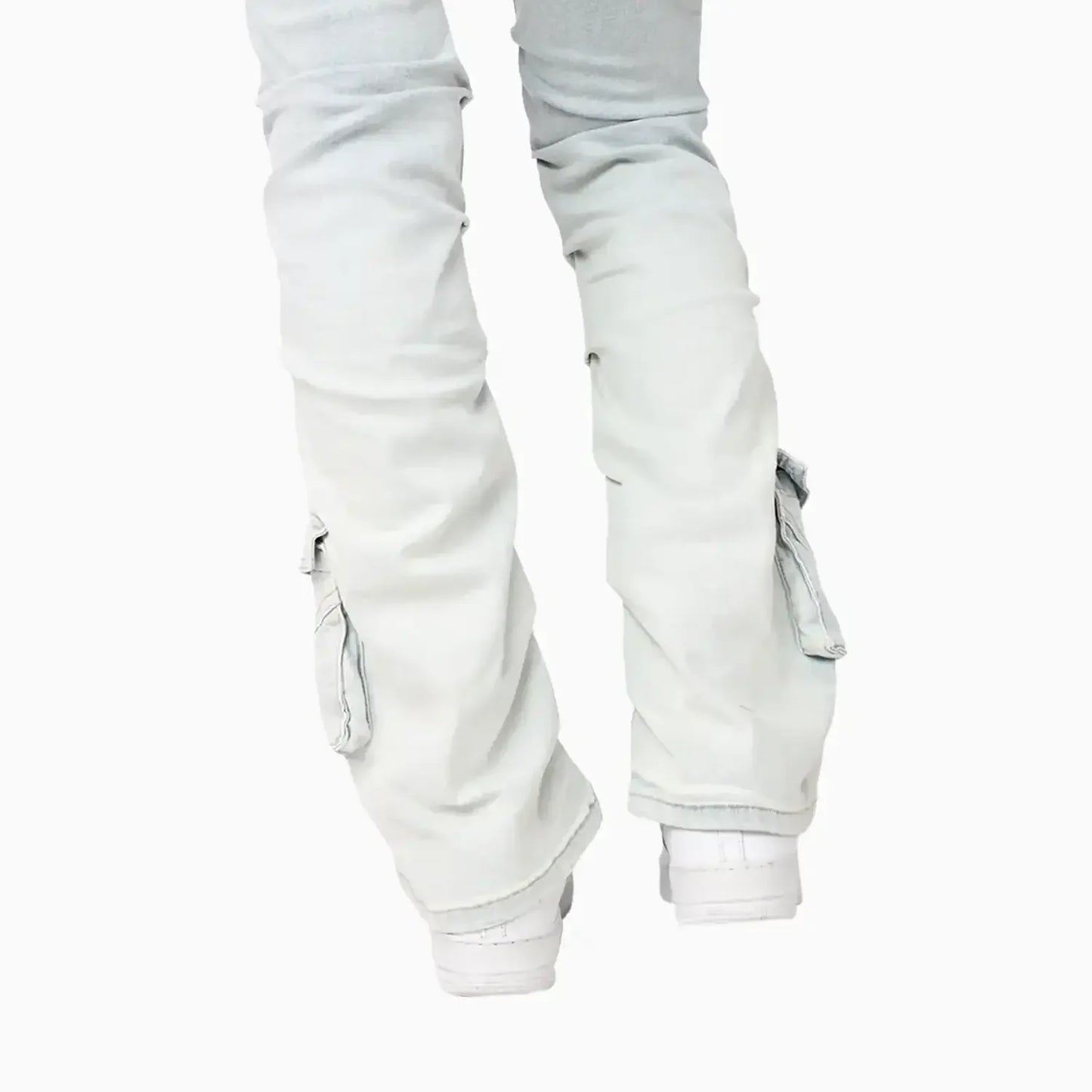 Women's High Rise Lightening Wash Stacked Jeans Pant