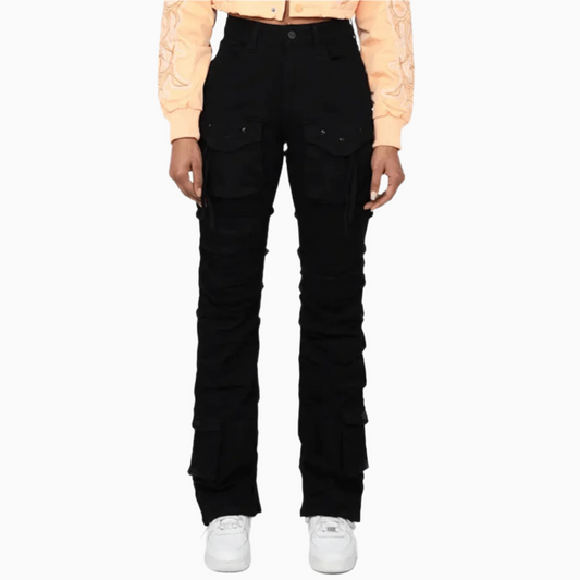 Women's High Rise Side Pinched Stack Twill Pant