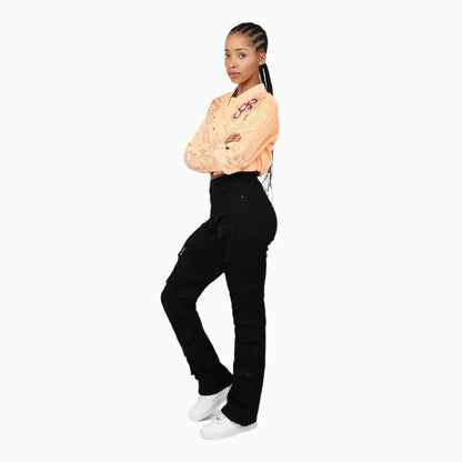 Women's High Rise Side Pinched Stack Twill Pant