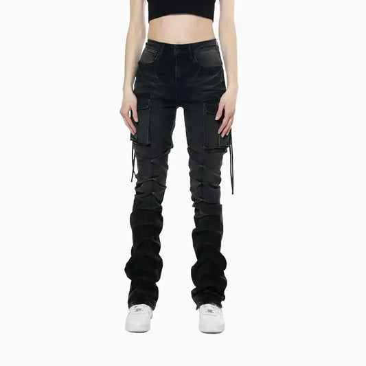 Women's High Rise Washed Stack Jeans Pant