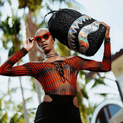 Black Quilted Irridescent DLXSV Backpack