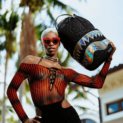 Black Quilted Irridescent DLXSV Backpack