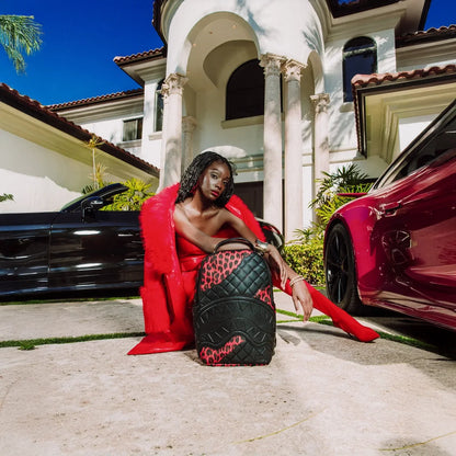 Red Leopard Puffer Dlx Backpack