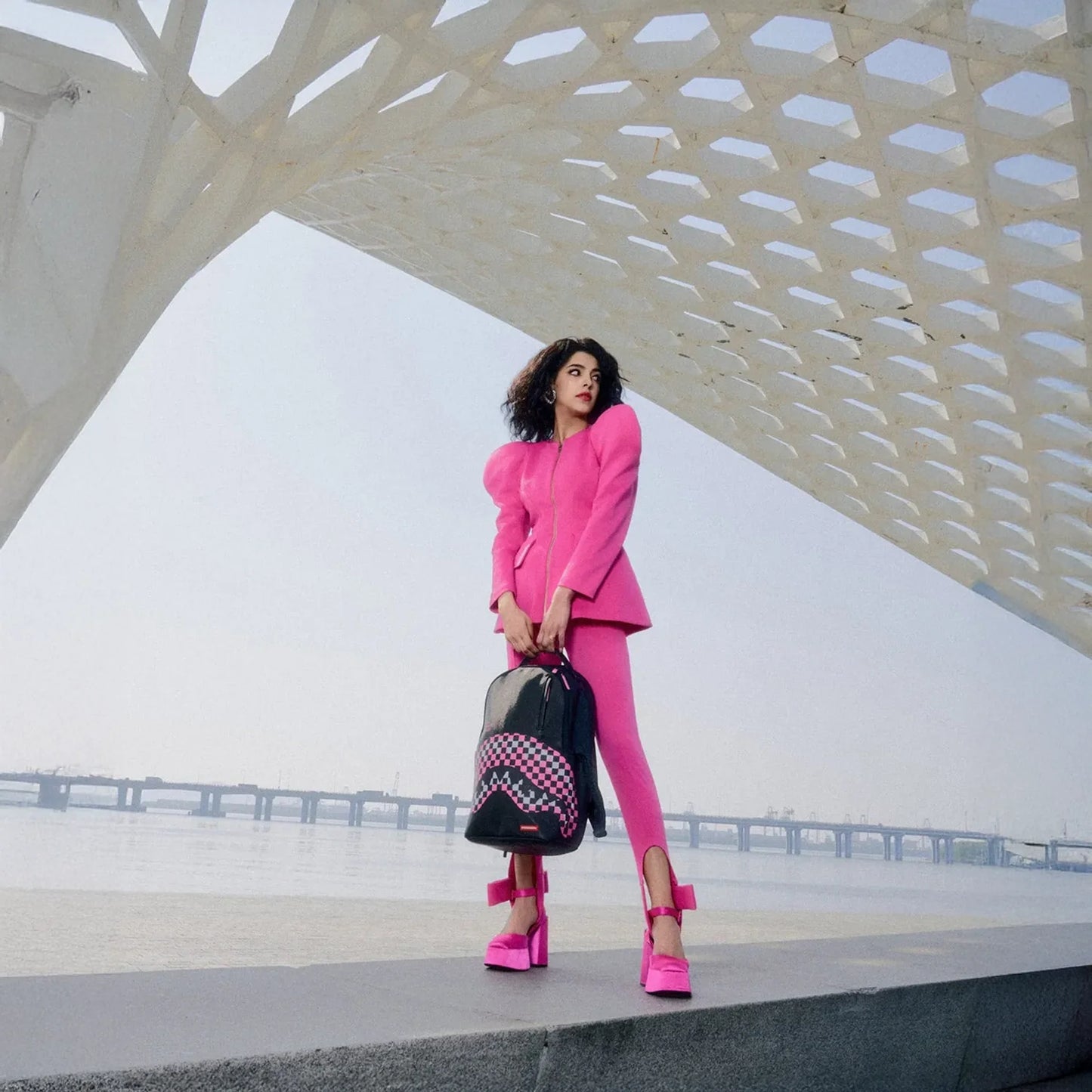 Shark Central Breakup Check Sorbet Grey Backpack