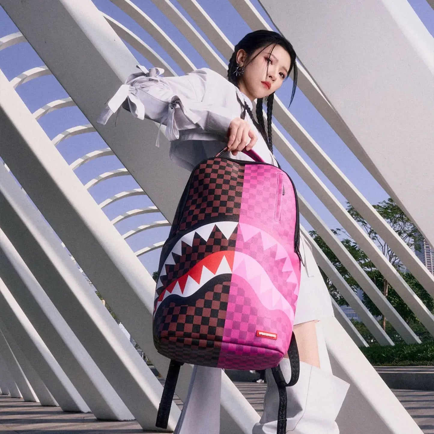 Split Sip Pink Check Dlxsv Backpack