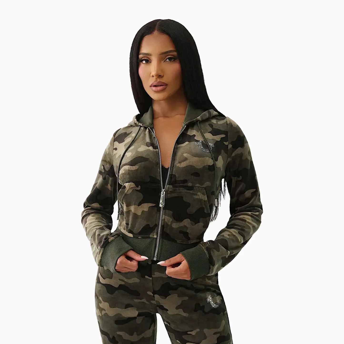 Women's Camo Velour Shrunken Outfit